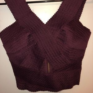 🚫SOLD🚫 Burgundy Triangle Band Crop Top